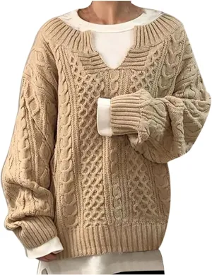 DASAYO Womens Long Sleeve Oversized Chunky Sweaters Casual Vneck Pullover Knit Sweater Fashion Fall Outfits Plus Size 2022