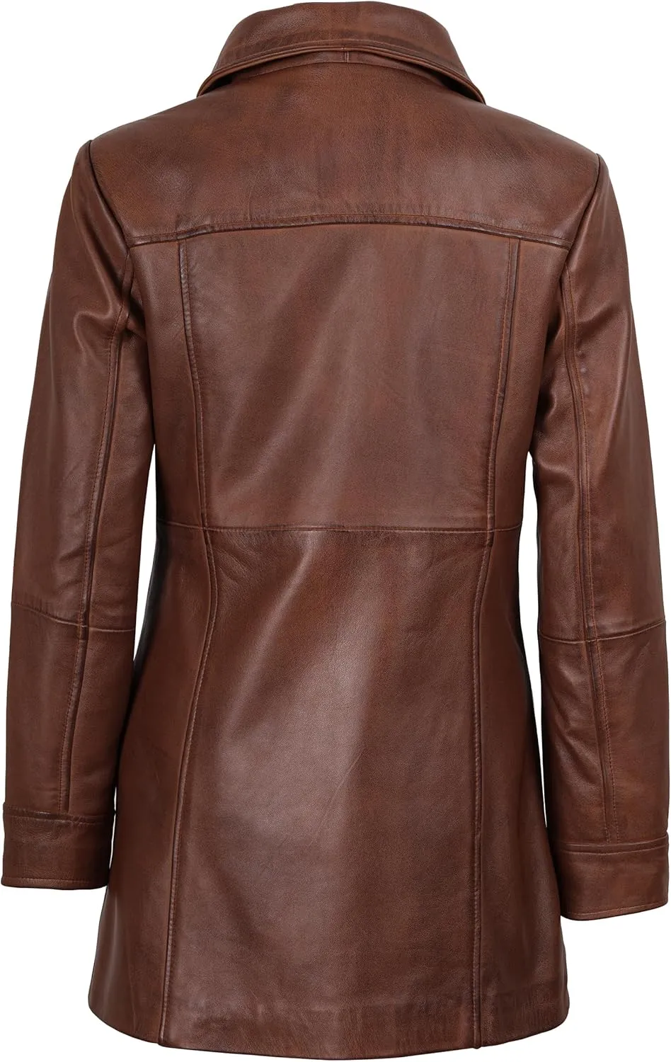 Decrum Leather Coats for Women - Carcoat Style Winter Fashion Womens Long Leather Jackets