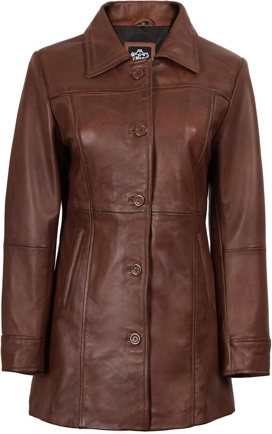 Decrum Leather Coats for Women - Carcoat Style Winter Fashion Womens Long Leather Jackets