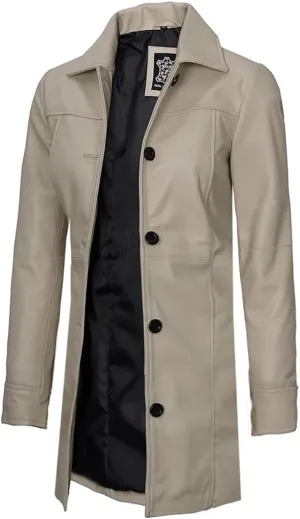Decrum Leather Coats for Women - Carcoat Style Winter Fashion Womens Long Leather Jackets