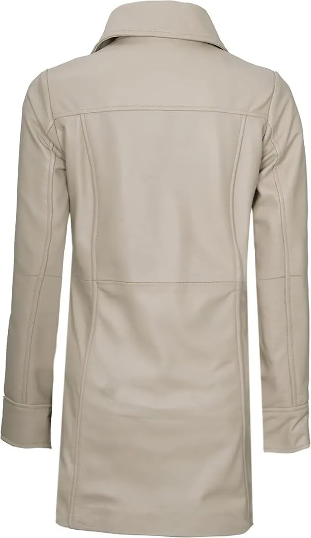 Decrum Leather Coats for Women - Carcoat Style Winter Fashion Womens Long Leather Jackets