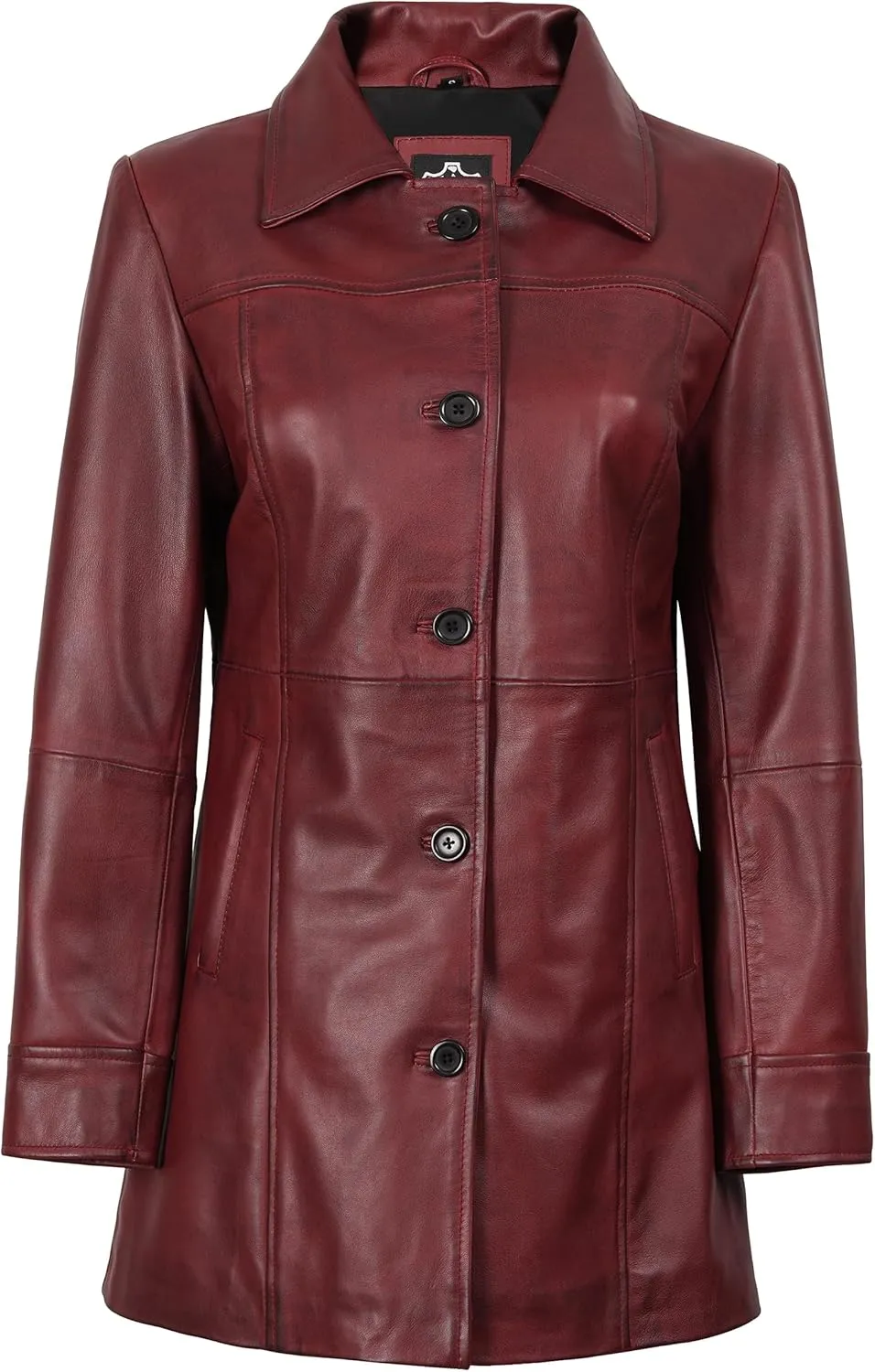 Decrum Leather Coats for Women - Carcoat Style Winter Fashion Womens Long Leather Jackets