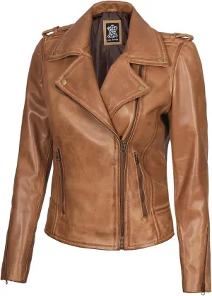 Decrum Leather Jacket Women - Real Lambskin Asymmetrical Style Casual Fashion Leather Jackets For Womens