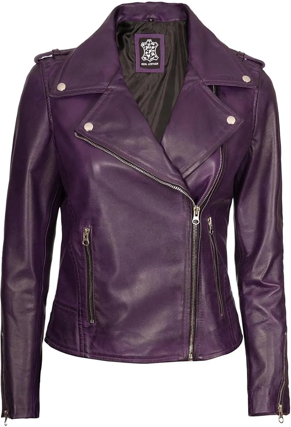 Decrum Leather Jacket Women - Real Lambskin Asymmetrical Style Casual Fashion Leather Jackets For Womens