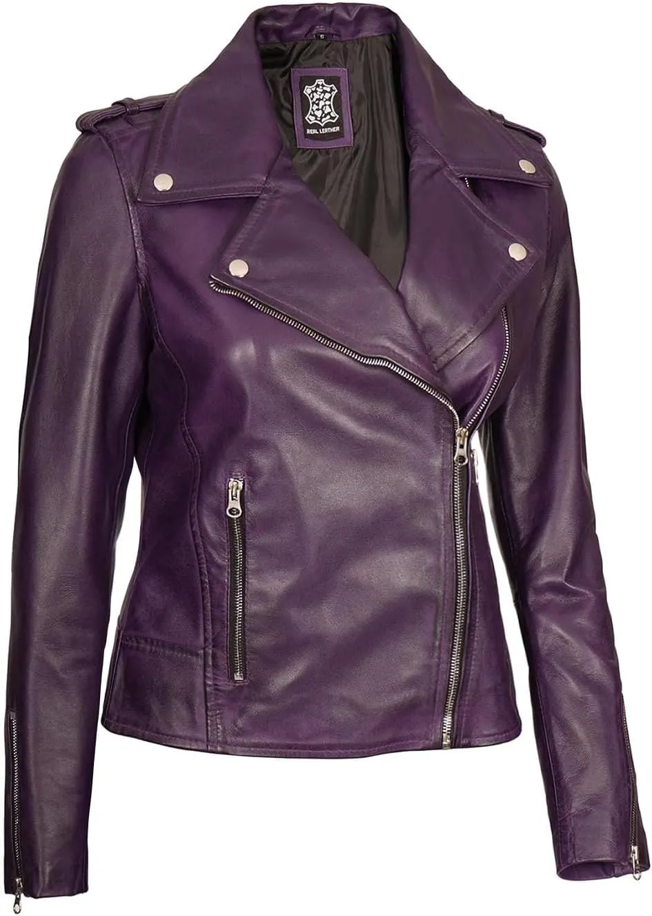 Decrum Leather Jacket Women - Real Lambskin Asymmetrical Style Casual Fashion Leather Jackets For Womens