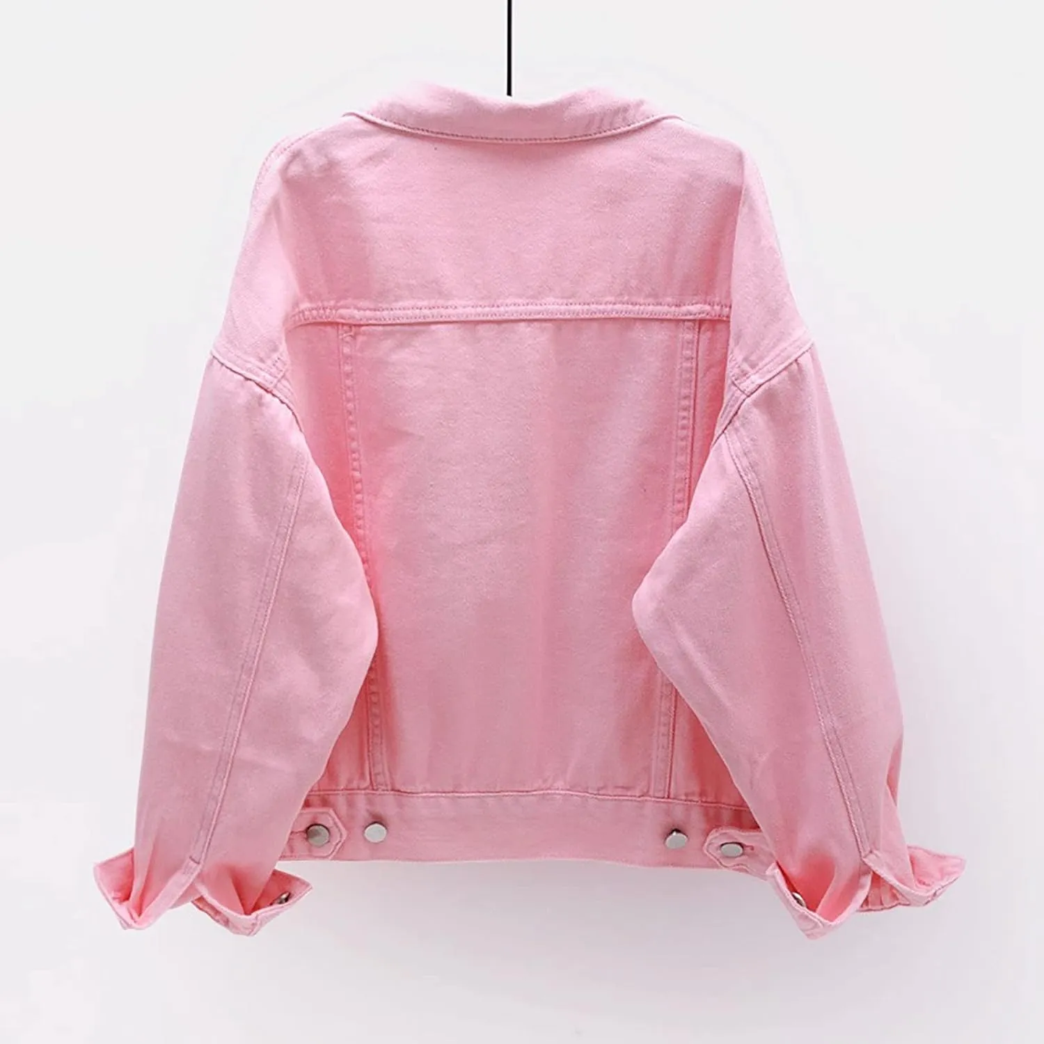 Denim Jacket for Women 2024 Fall Casual Long Sleeve Jean Jackets Basic Lapel Button Down Cropped Coats Pockets