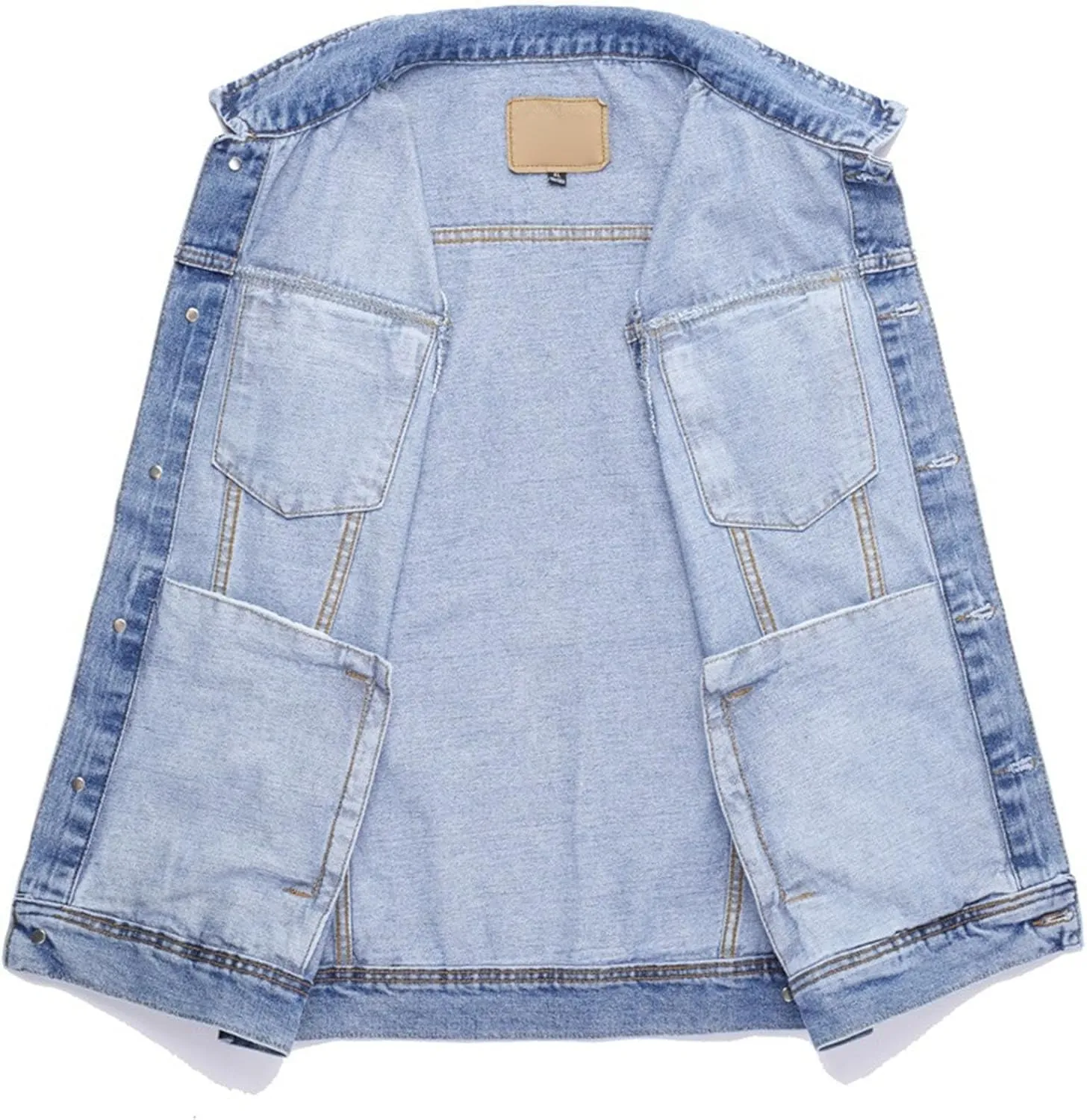 Denim Vest for Men Casual Sleeveless Button Down Denim Jacket Lapel Vintage Trucker Jeans Vests