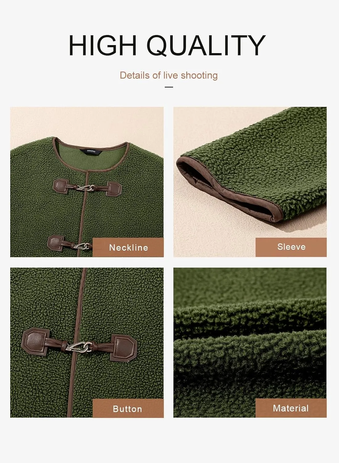 Dokotoo Womens Long Sleeve Jackets Fashion Faux Shearling Oversized Color Block Button Sherpa Jacket Coats