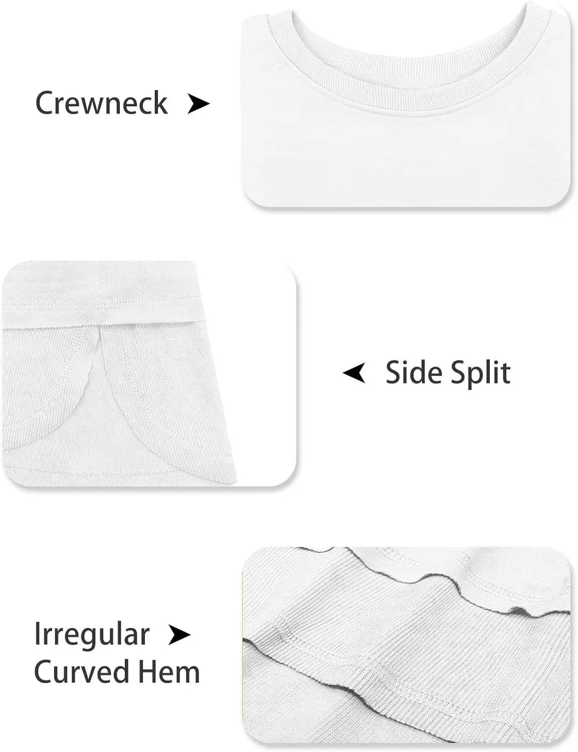 DOLNINE Plus-Size-Sweatshirts for Women Casual Crewneck Shirts Long Sleeve Side Split Tunic Tops Loose Fit Pullover