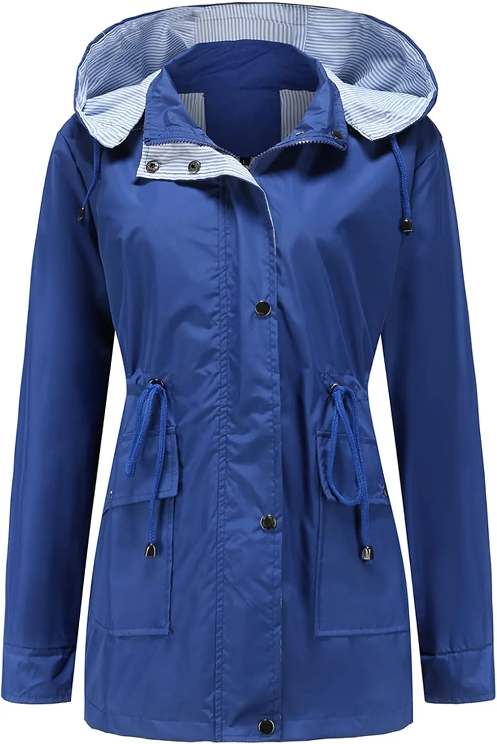 DOSLAVIDA Raincoat For Women Lightweight Waterproof Rain Jacket Hooded Windbreaker Casual Trench Coat With Pockets