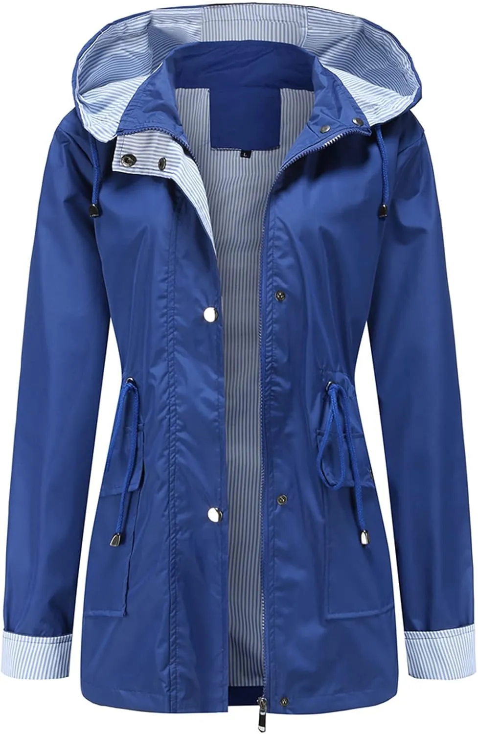DOSLAVIDA Raincoat For Women Lightweight Waterproof Rain Jacket Hooded Windbreaker Casual Trench Coat With Pockets