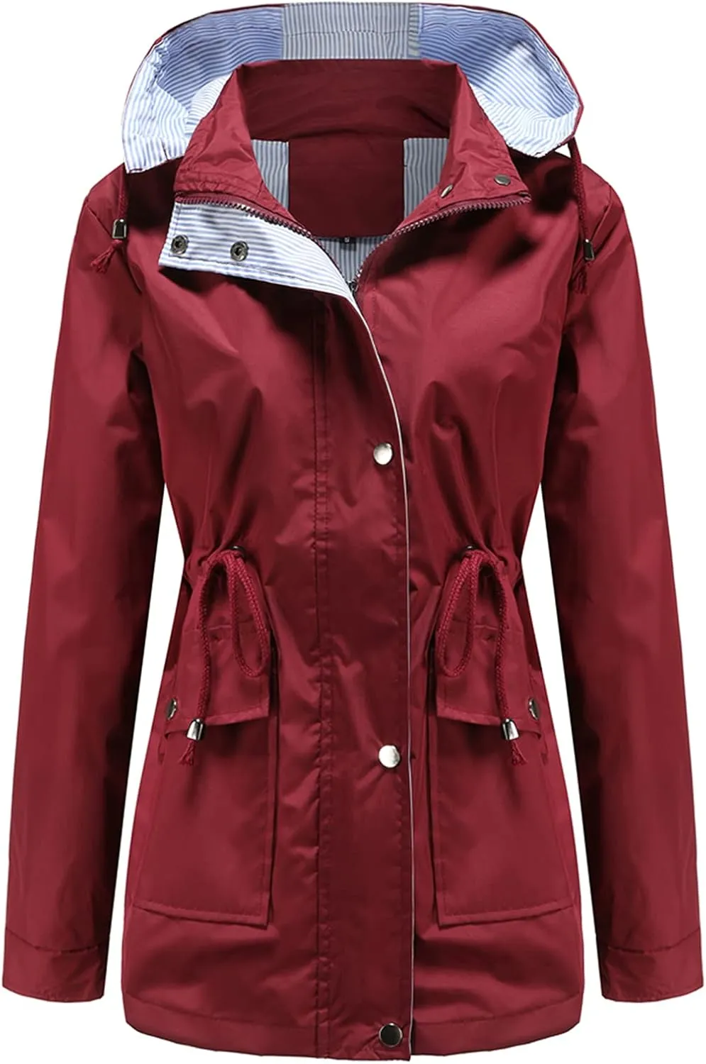 DOSLAVIDA Raincoat For Women Lightweight Waterproof Rain Jacket Hooded Windbreaker Casual Trench Coat With Pockets
