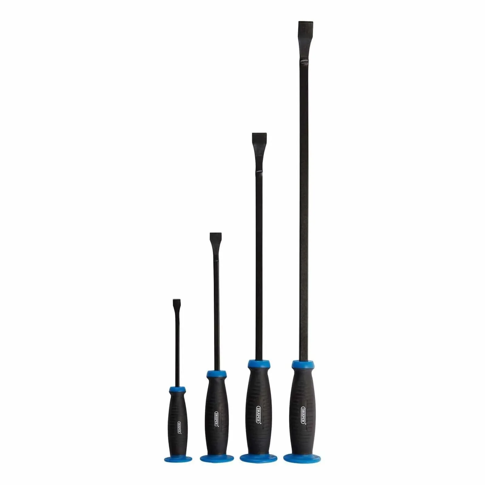 Draper 08559 Pry Bar Set 4pc Wrecking Crow Bars Pound Thru Soft Grip Hand Guards