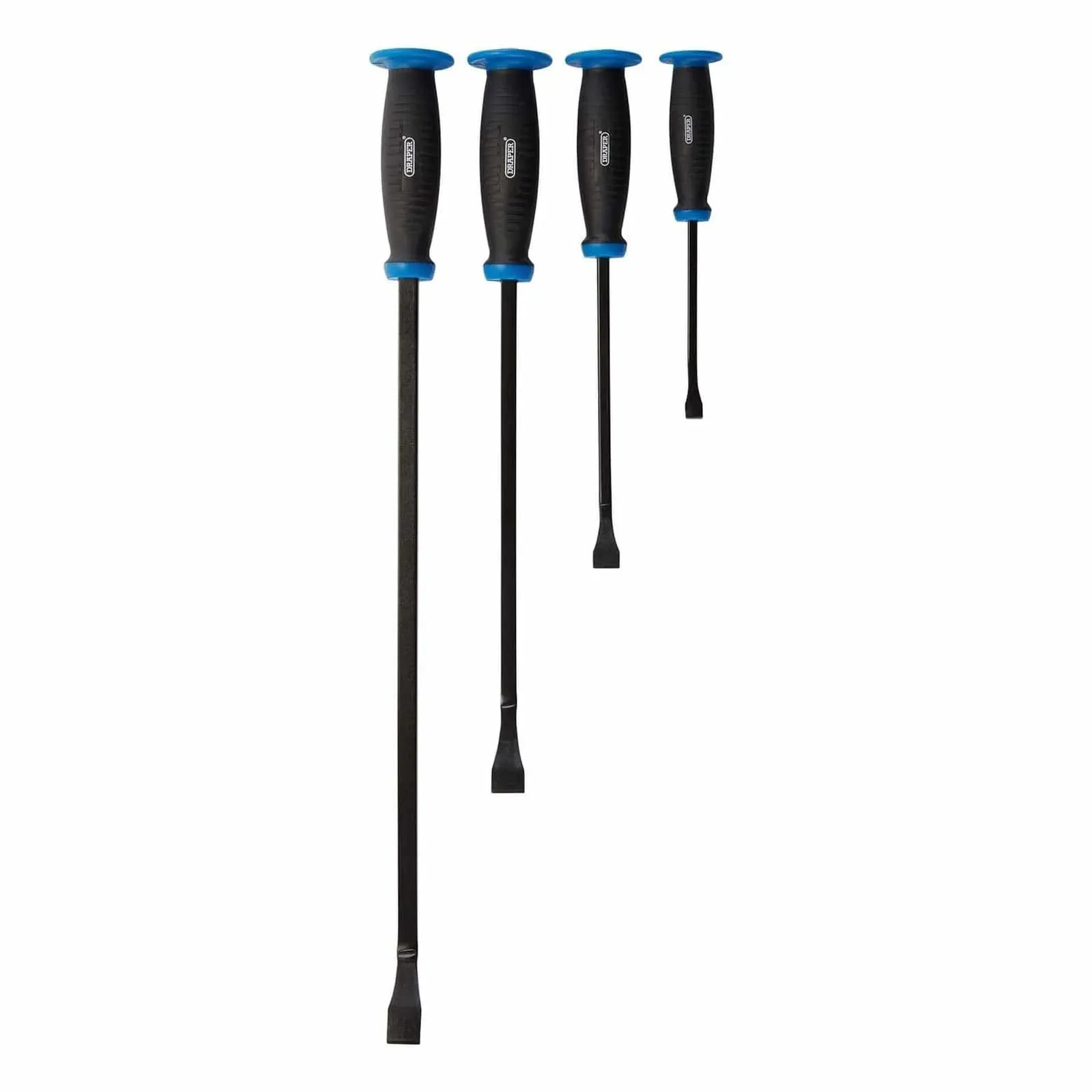 Draper 08559 Pry Bar Set 4pc Wrecking Crow Bars Pound Thru Soft Grip Hand Guards