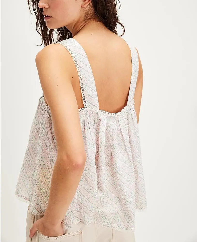DSORVICD Women Y2k Ruffle Tank Top Coquette Lace Patchwork Tie Sleeveless Cami Top Summer Going Out Top Camisole Fairy