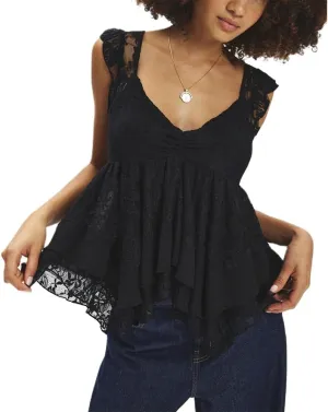 DSORVICD Women Y2k Ruffle Tank Top Coquette Lace Patchwork Tie Sleeveless Cami Top Summer Going Out Top Camisole Fairy