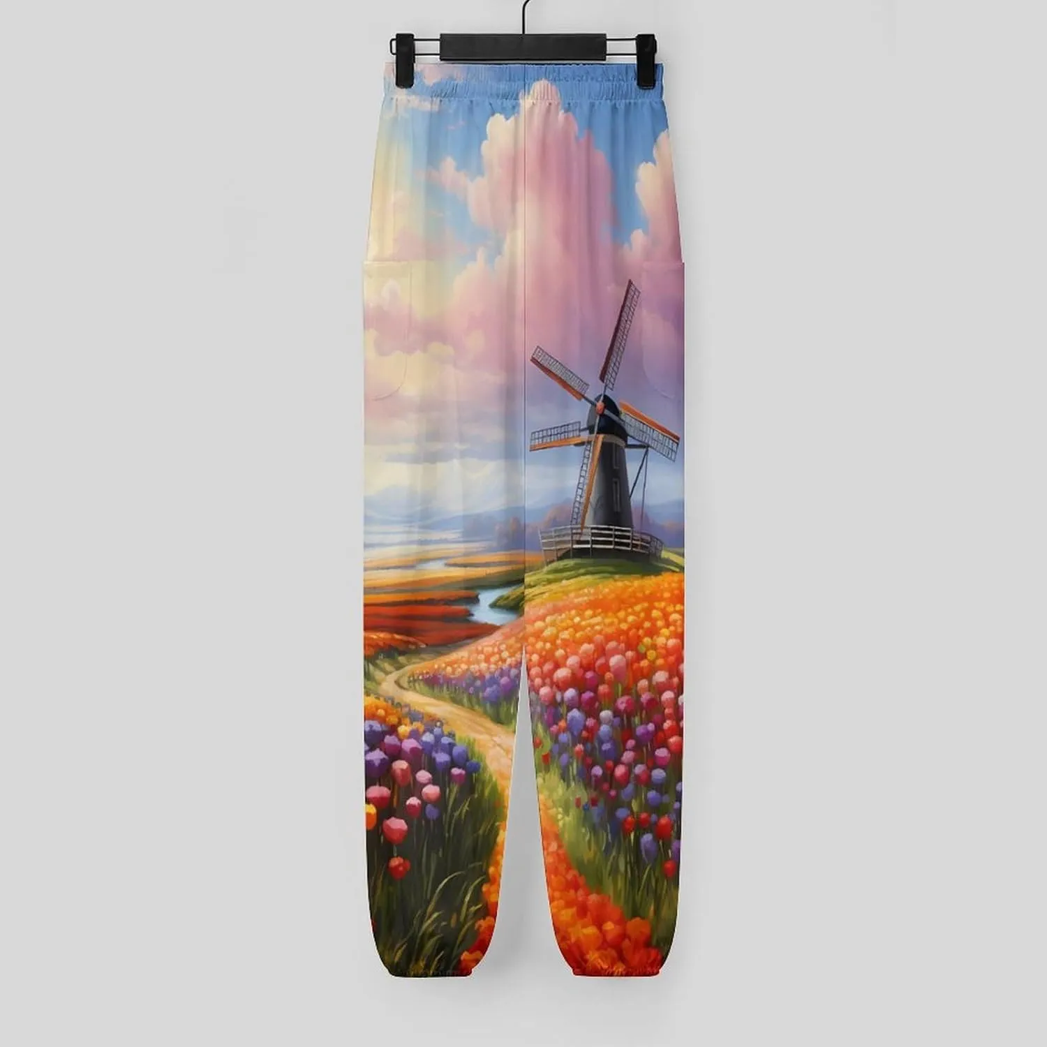 Dutch Windmills Tulips Women's Harem Pants Lightweight Yoga Pants Beach Pants Dance Trousers with Pockets