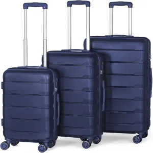 ETHORY 3 PCS Hardshell Trolley Spinner Suitcase Travel Luggage Set with TSA Lock, 20/24/28"", Blue