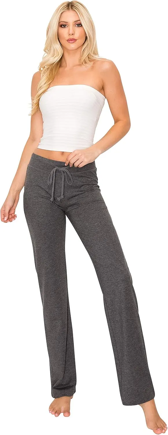 EttelLut - Women's Joggers Pajama - Comfy Cotton with Elastic Waist & Drawstring Wide Leg - Great for Lounge, Yoga, Workout