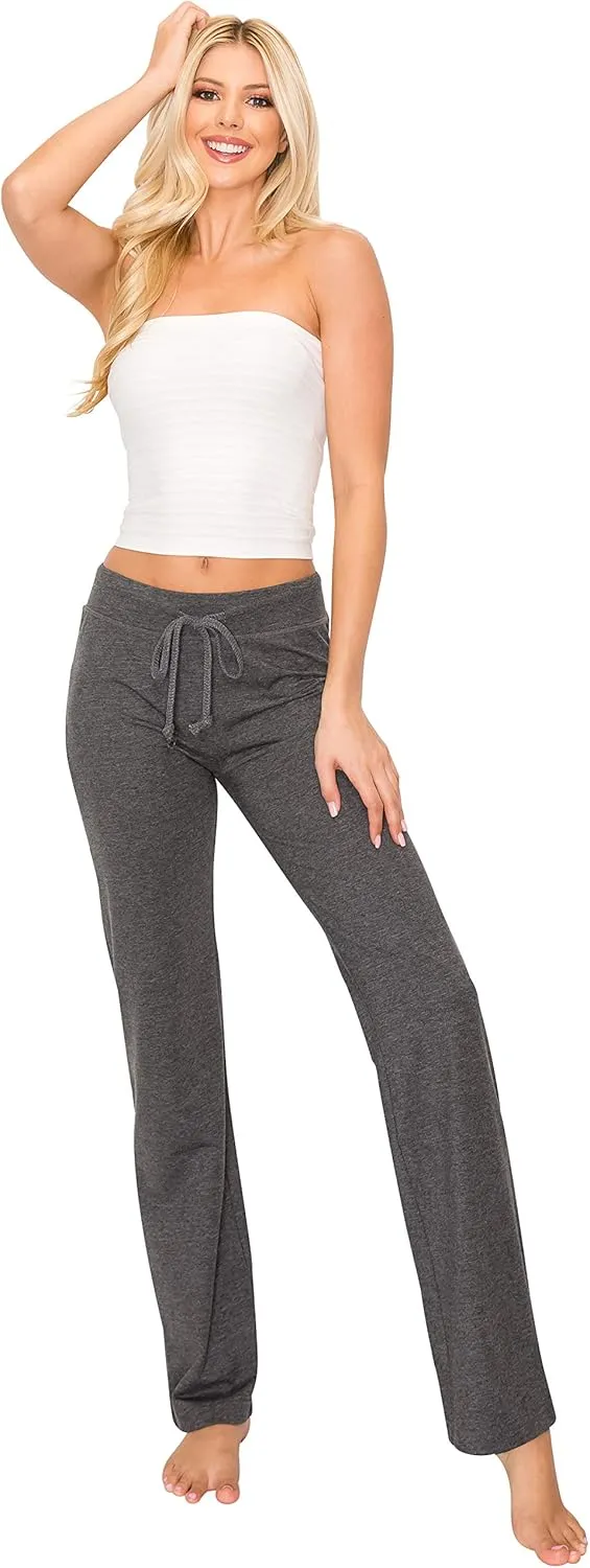 EttelLut - Women's Joggers Pajama - Comfy Cotton with Elastic Waist & Drawstring Wide Leg - Great for Lounge, Yoga, Workout