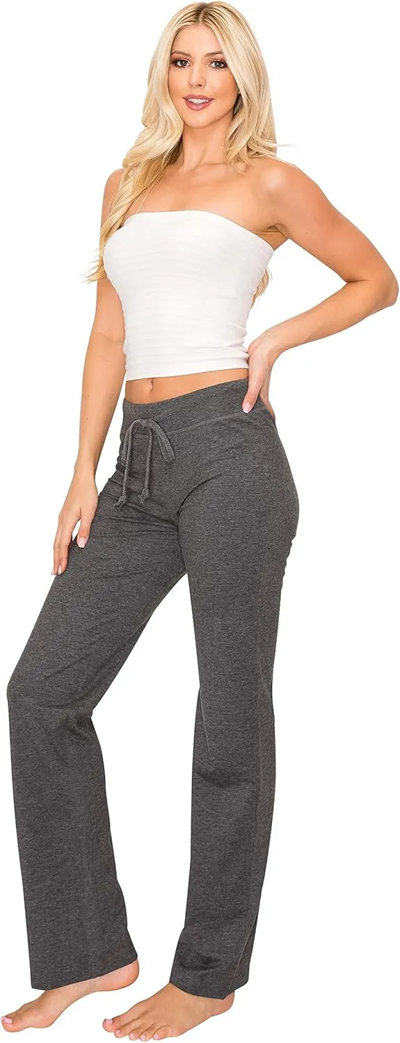 EttelLut - Women's Joggers Pajama - Comfy Cotton with Elastic Waist & Drawstring Wide Leg - Great for Lounge, Yoga, Workout