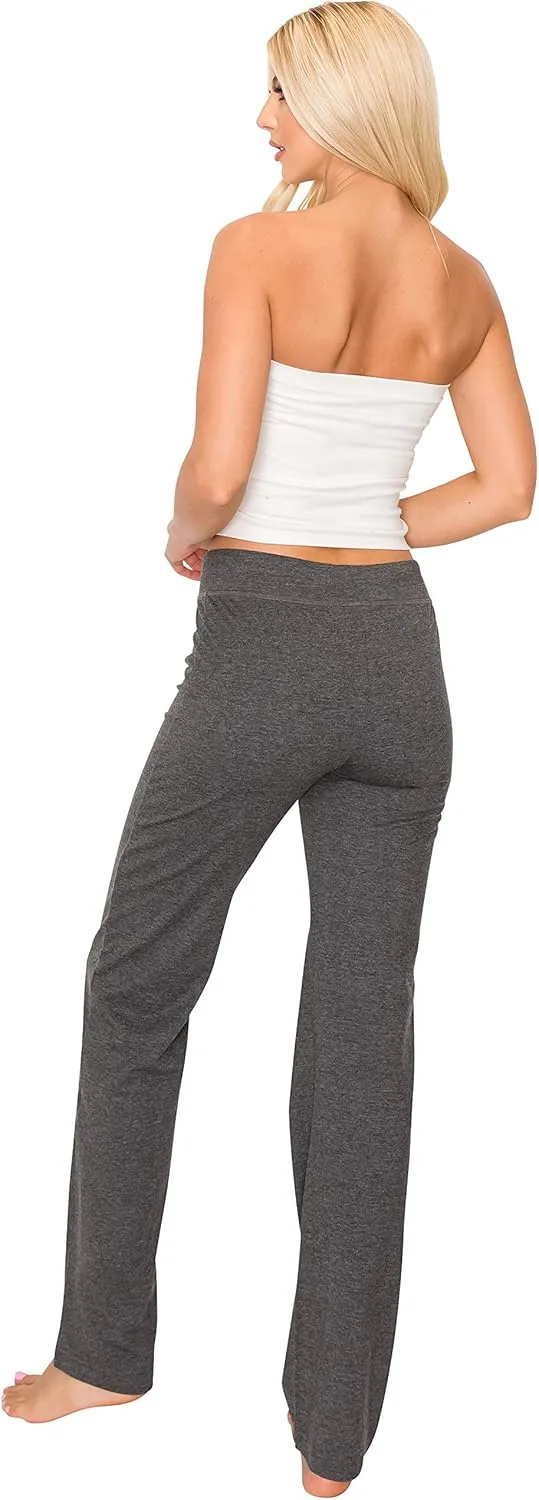 EttelLut - Women's Joggers Pajama - Comfy Cotton with Elastic Waist & Drawstring Wide Leg - Great for Lounge, Yoga, Workout