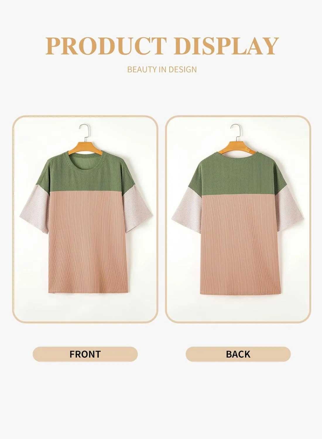 Eytino Womens Plus Size Tunic Tops Crewneck Short Sleeve Color Block Pullover Shirts (1X-5X)