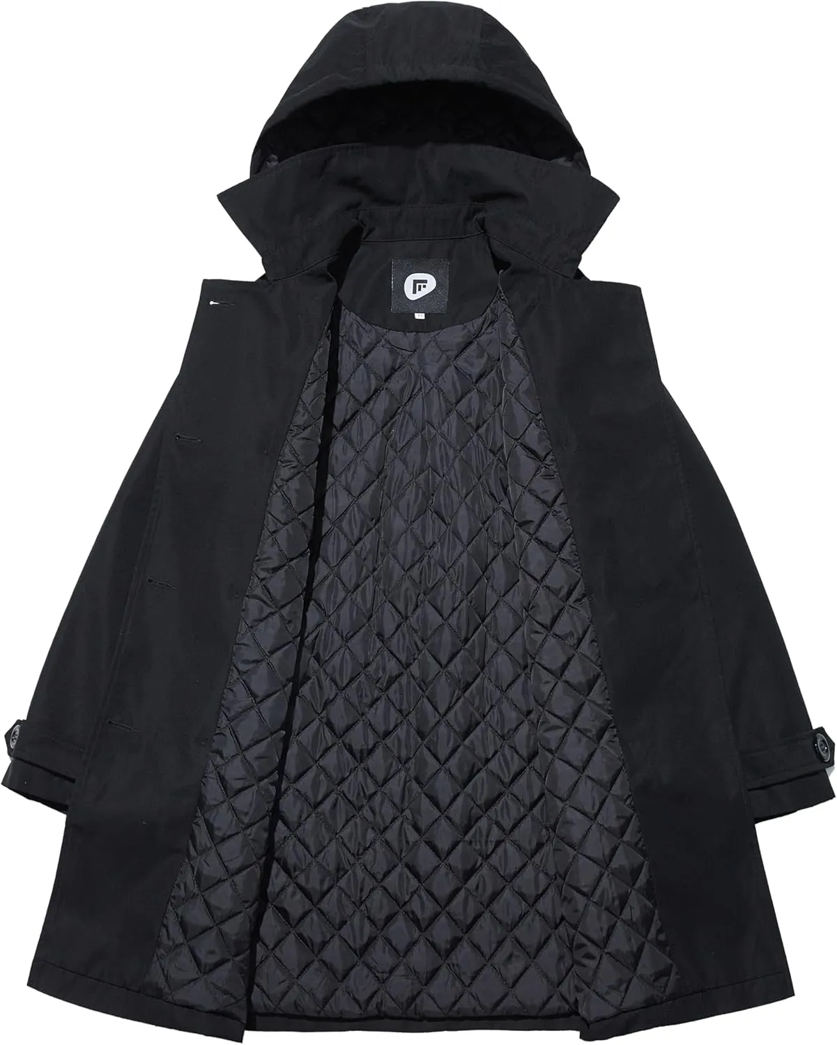FARVALUE Women's Waterproof Trench Coat Winter Double Breasted Windbreaker Classic Belted Lapel Overcoat