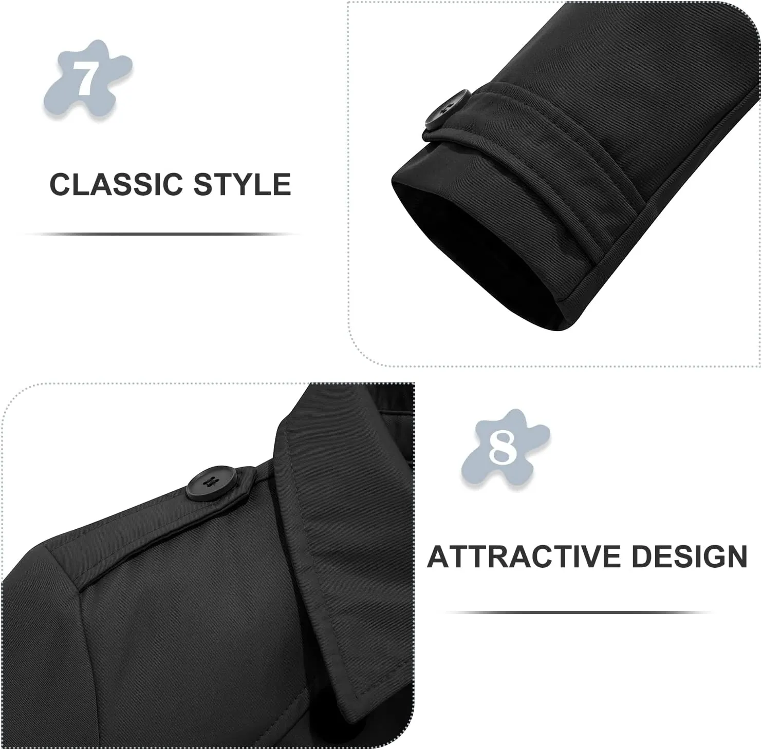 FARVALUE Women's Waterproof Trench Coat Winter Double Breasted Windbreaker Classic Belted Lapel Overcoat