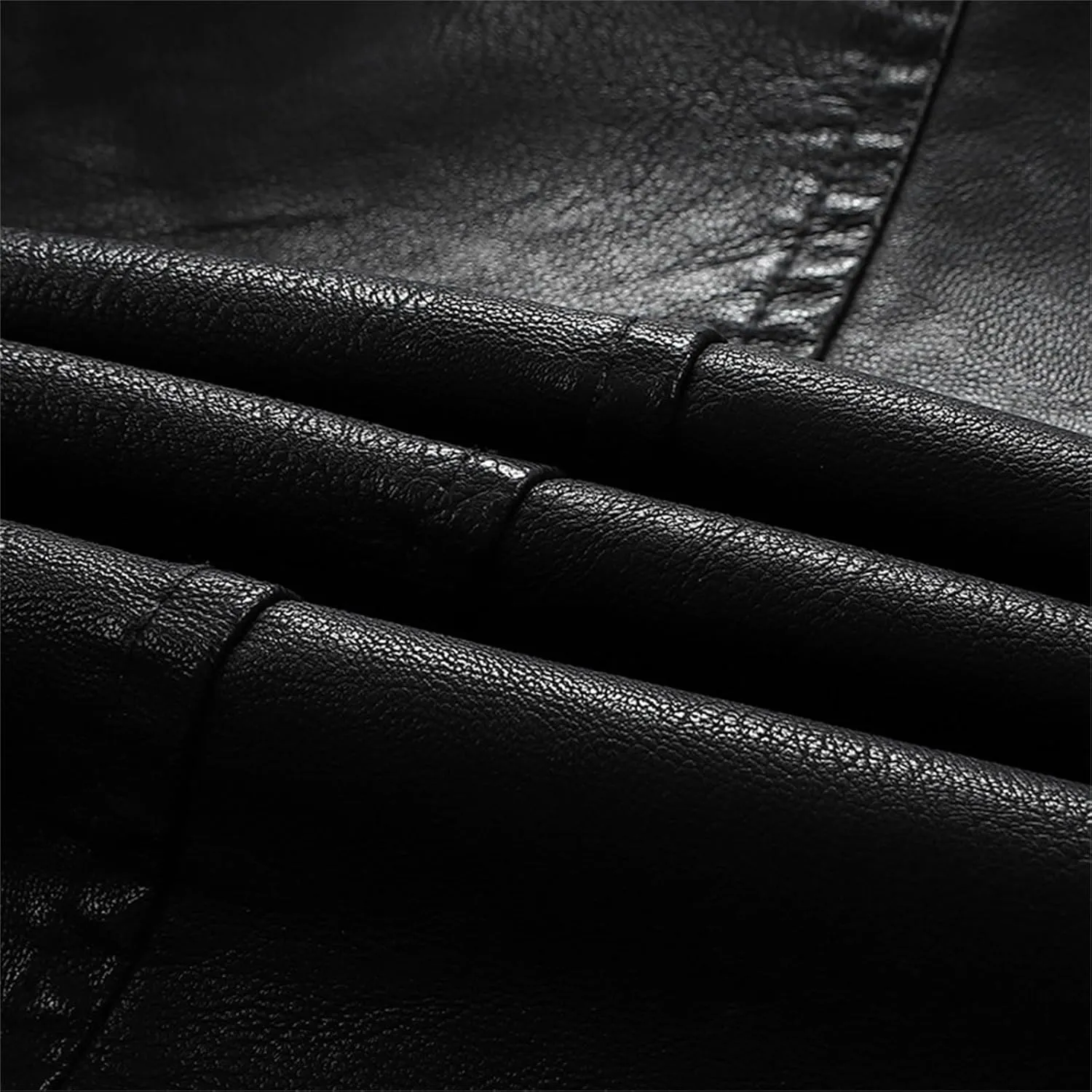 Faux Leather Jacket for Women Cropped Coat Lapel Zip Up Outwear Pockets Motorcycle Jackets Fleece Pleated Overcoat