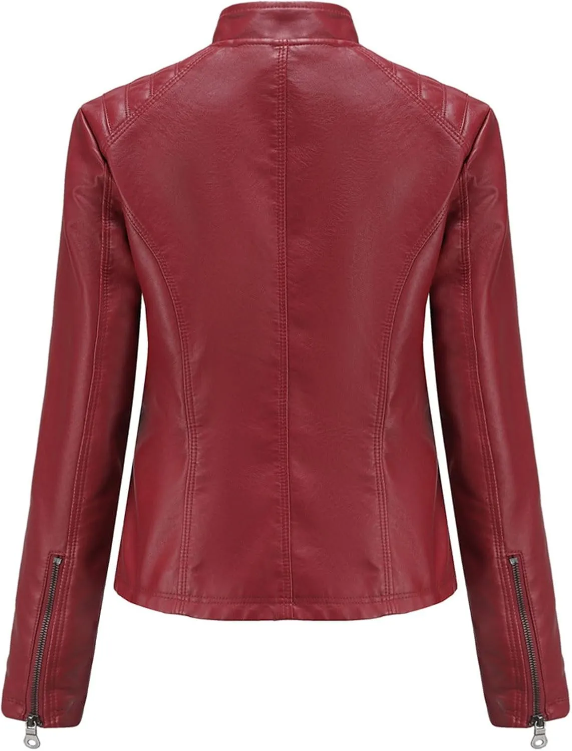 Faux Leather Jackets for Women UK PU Cropped Coats Full Zipper Stand Collar Tunics Windproof Waterproof Trench Coats