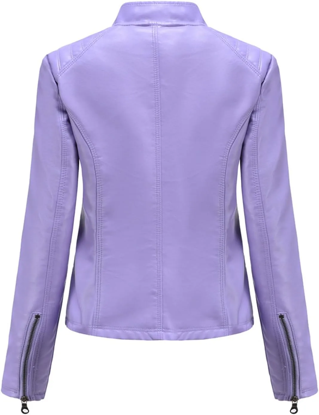 Faux Leather Jackets for Women UK PU Cropped Coats Full Zipper Stand Collar Tunics Windproof Waterproof Trench Coats
