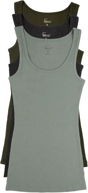 Felina Cotton Ribbed Tank Top - Class Tank Top for Women, Workout Tank Top for Women (Color Options Available)