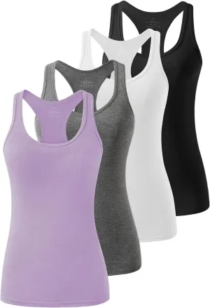 Femdouce Racerback Workout Tank top for Women Activewear Running top Yoga 4 Pack