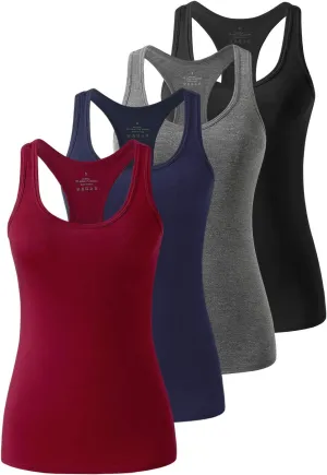 Femdouce Racerback Workout Tank top for Women Activewear Running top Yoga 4 Pack