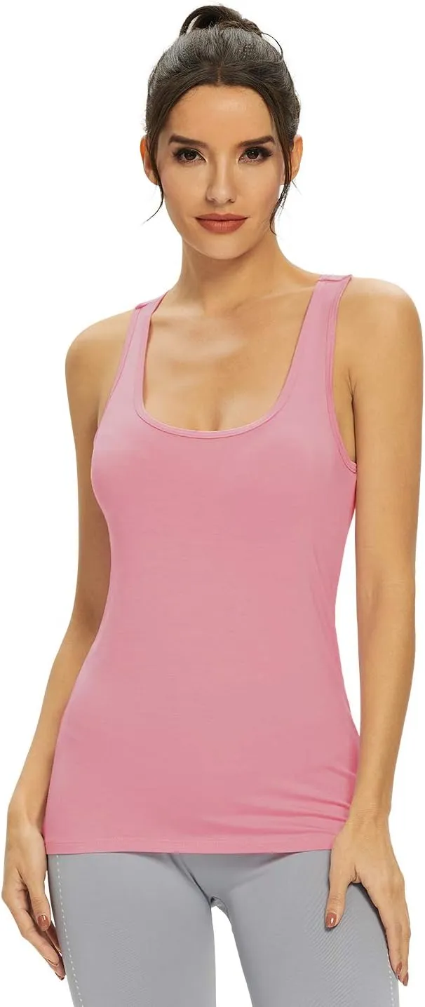 Femdouce Racerback Workout Tank top for Women Activewear Running top Yoga 4 Pack