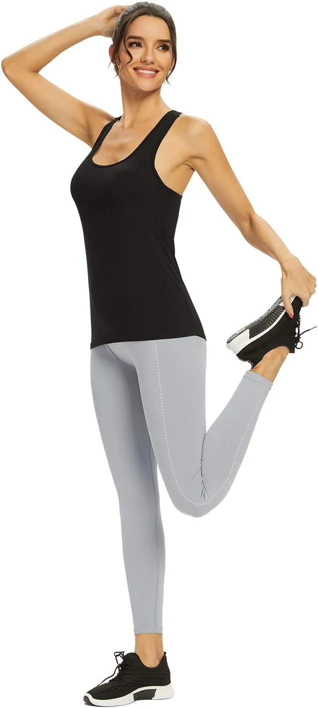 Femdouce Racerback Workout Tank top for Women Activewear Running top Yoga 4 Pack