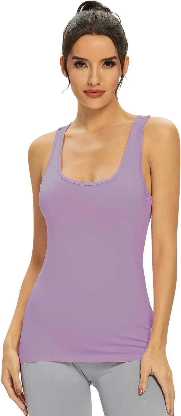 Femdouce Racerback Workout Tank top for Women Activewear Running top Yoga 4 Pack