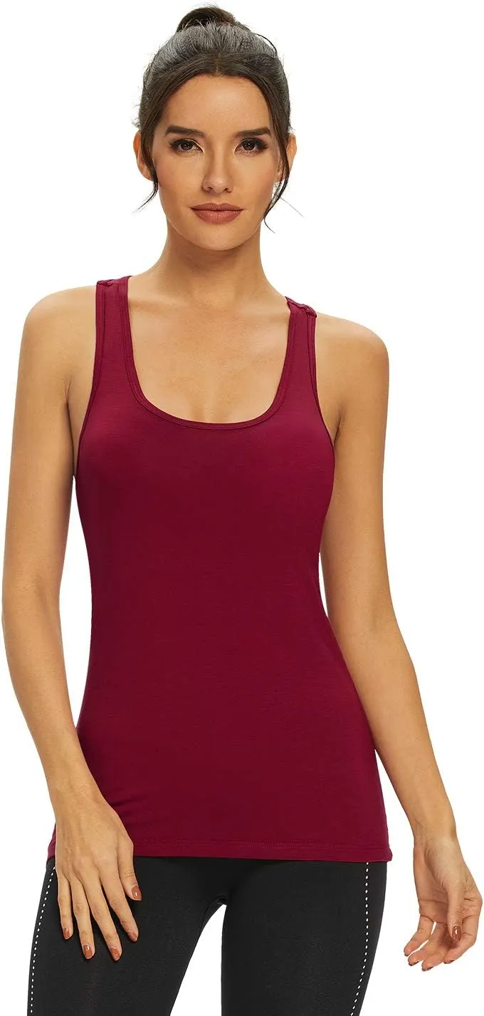 Femdouce Racerback Workout Tank top for Women Activewear Running top Yoga 4 Pack
