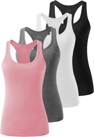 Femdouce Racerback Workout Tank top for Women Activewear Running top Yoga 4 Pack