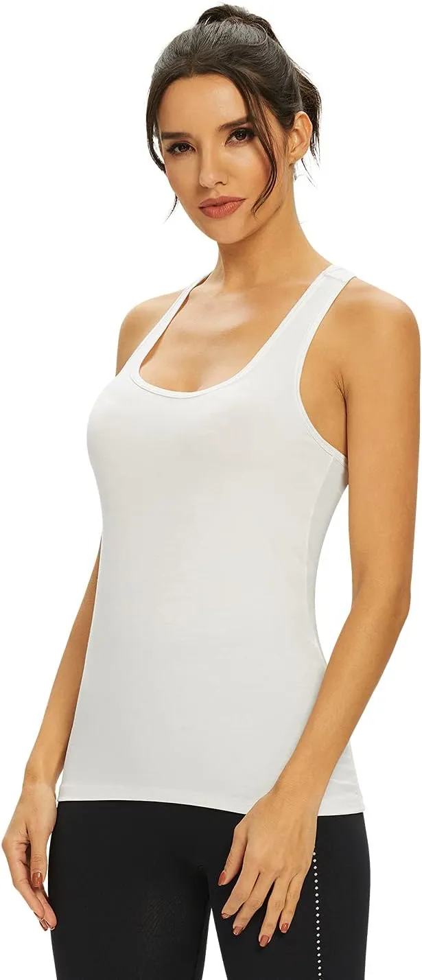 Femdouce Racerback Workout Tank top for Women Activewear Running top Yoga 4 Pack