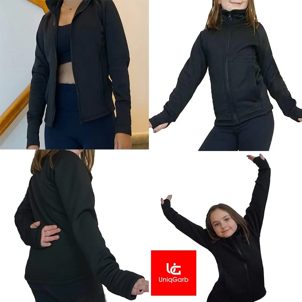 Figure Skating Warm Fleece Semi Fitted Jackets Ice Skating Jacket for Girls Women UGJK2