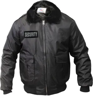 First Class Watch-Guard Bomber Jacket with Reflective Security ID (Black)