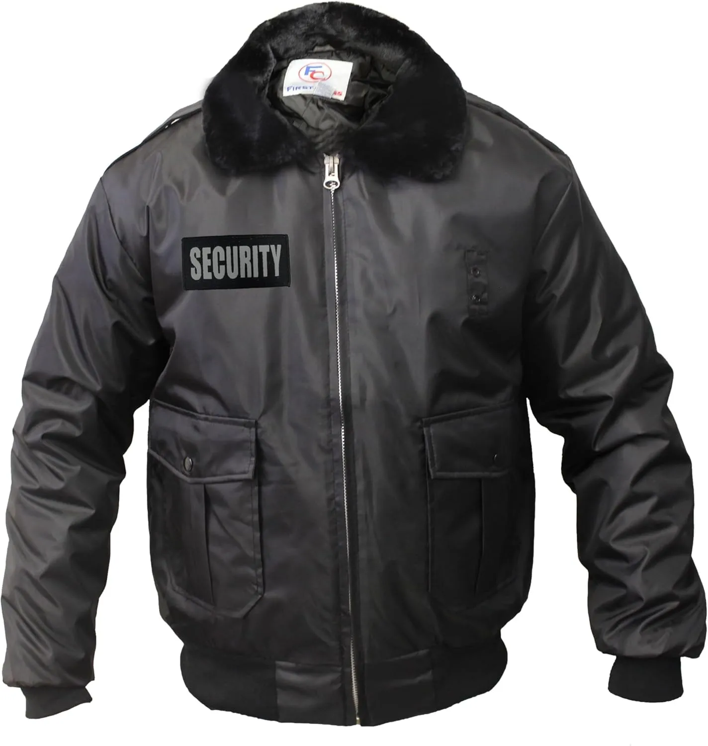 First Class Watch-Guard Bomber Jacket with Reflective Security ID (Black)
