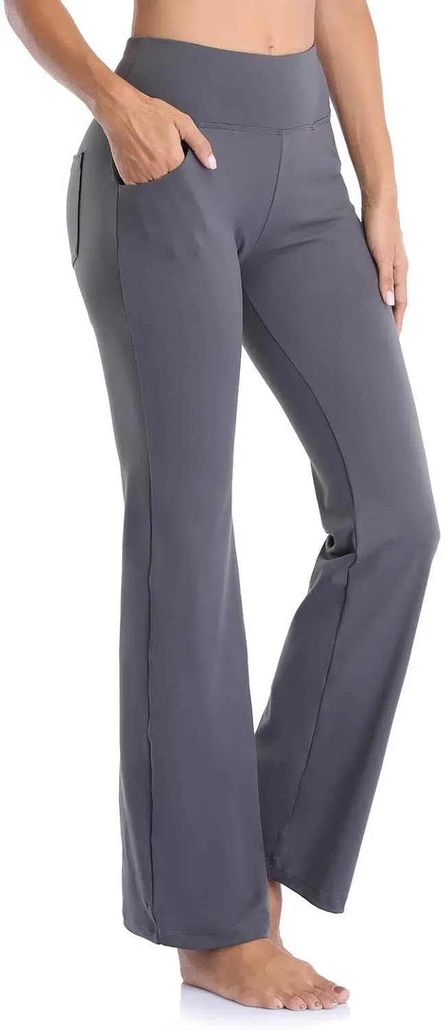 Flare Leggings for Women Short Length 25 Wide Trousers Straight Leg Pilates High Bootcut Yoga Pants for Women