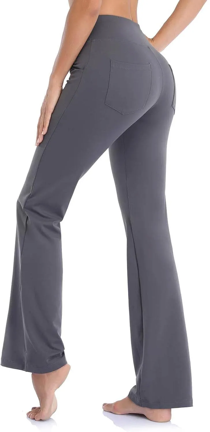 Flare Leggings for Women Short Length 25 Wide Trousers Straight Leg Pilates High Bootcut Yoga Pants for Women