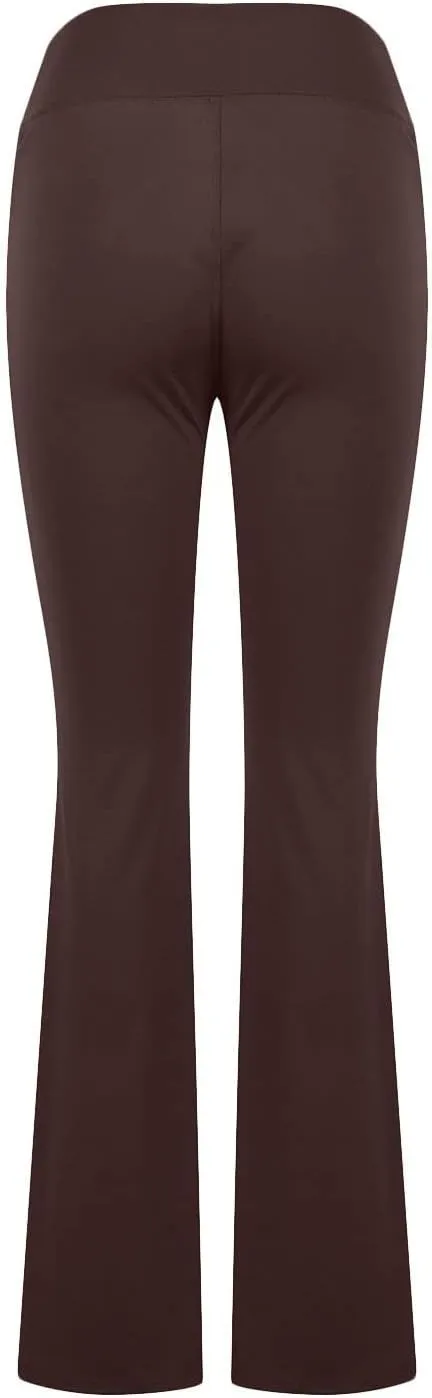Flare Yoga Pants for Women V Neck High Waisted Tummy Control Pants Skinny Stretch Butt Lifting Pull on Pants with Pockets
