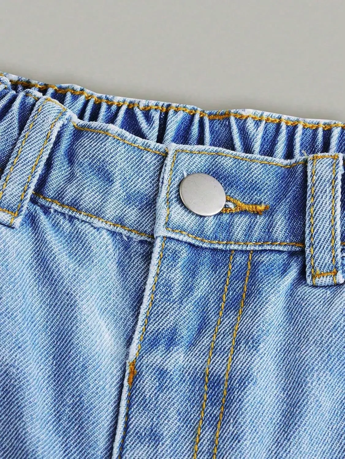 Floerns Girls Elastic Waist Distressed Ripped Straight Leg Denim Jeans