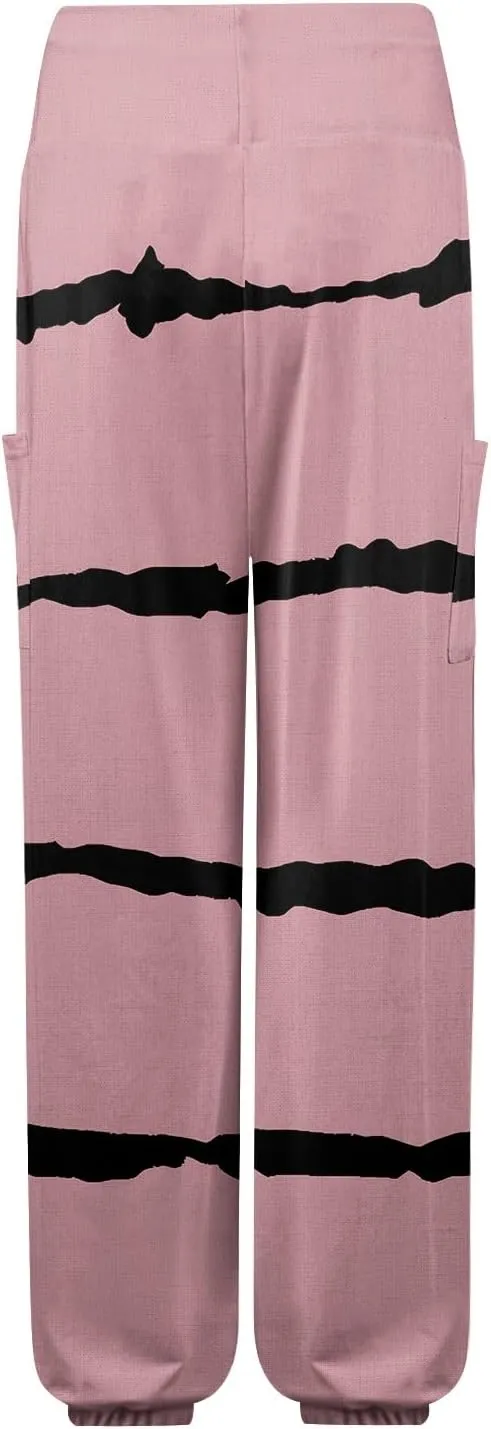 Flowy Pants for Women,Women's Harem Pants, High Waist Drawstring Joggers Boho Trousers Hippie Clothes with Pockets A0