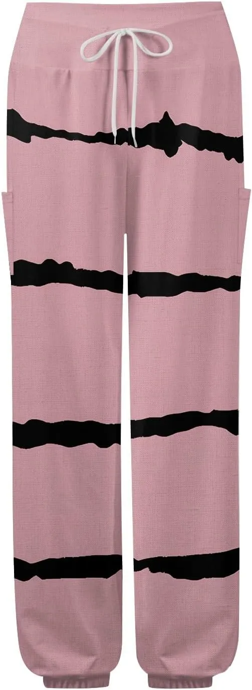 Flowy Pants for Women,Women's Harem Pants, High Waist Drawstring Joggers Boho Trousers Hippie Clothes with Pockets A0